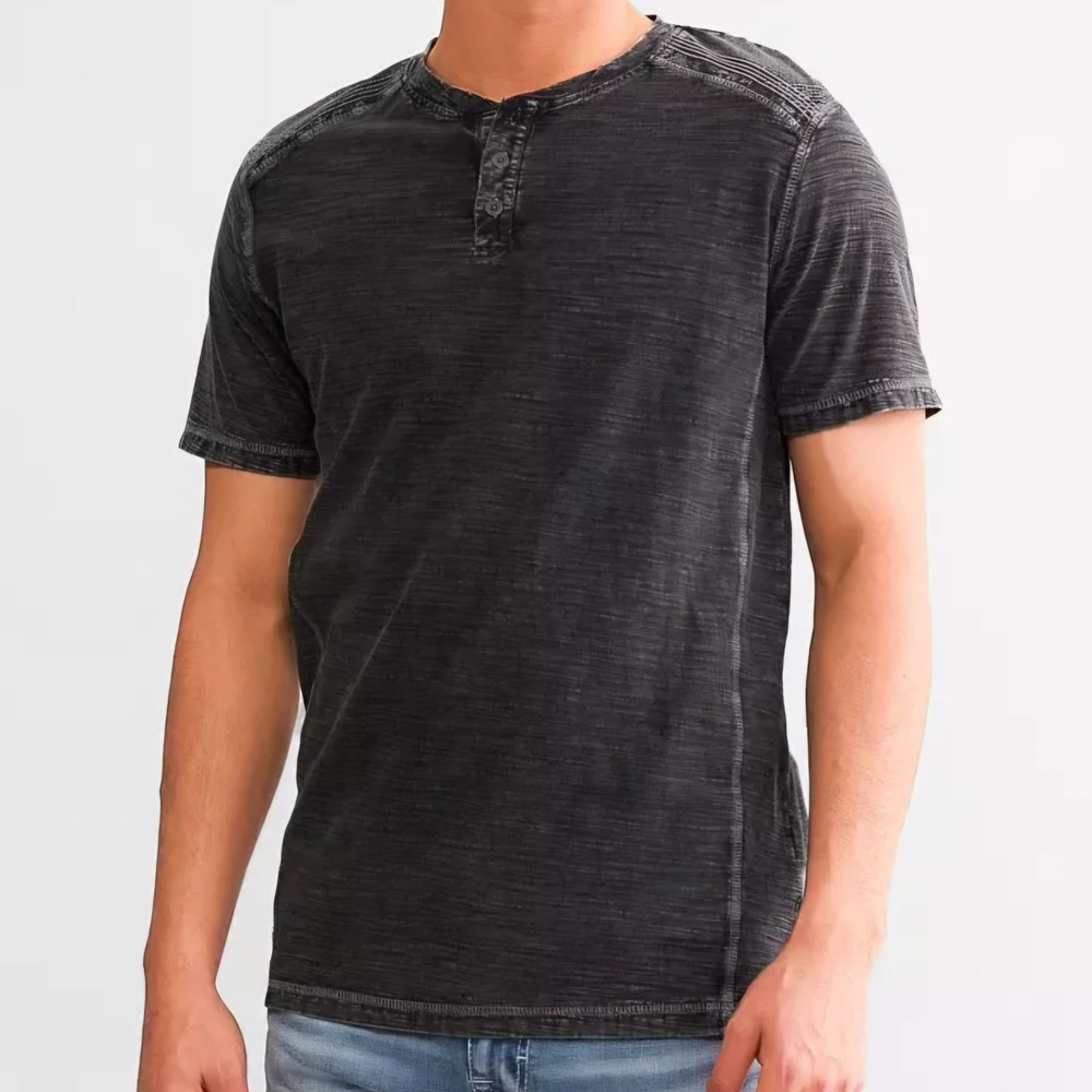 Buckle Black XL Charcoal Gray Acid Wash Henley Shirt Streetwear Bikercore Y2K